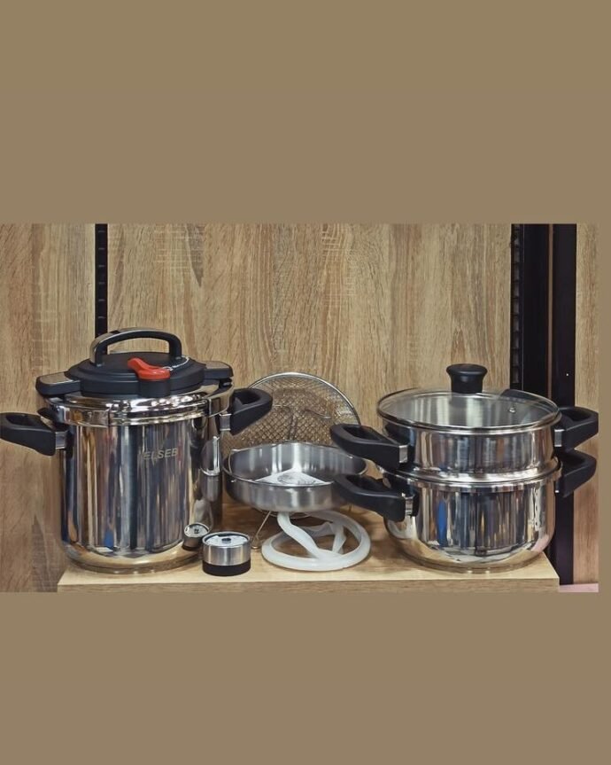 ⁦Elseb- Cocotte 4 et 7 Litres –9 pièces Inox 18/10⁩ - الصورة ⁦2⁩