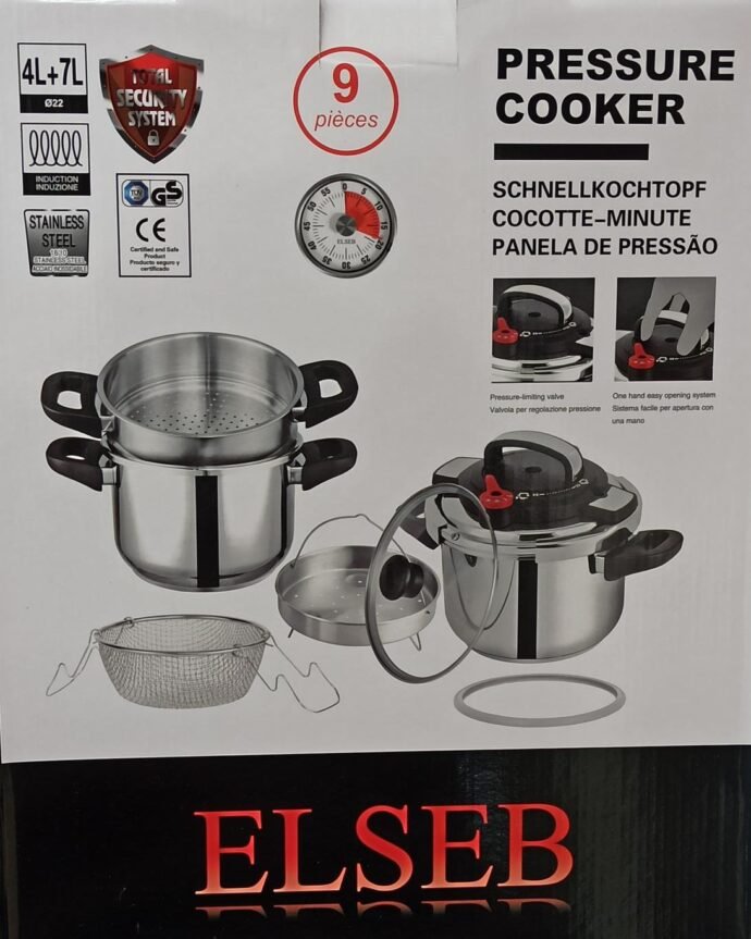 Elseb- Cocotte 4 et 7 Litres –9 pièces Inox 18/10